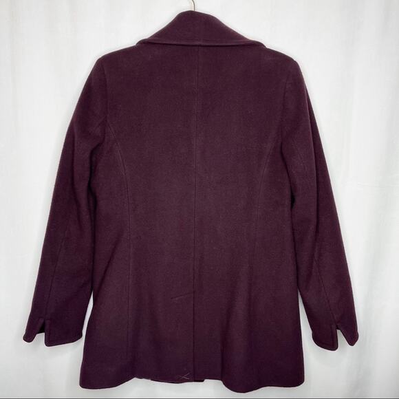 CALVIN KLEIN / plum purple short classic wool blend pea coat / S - Picture 2 of 8
